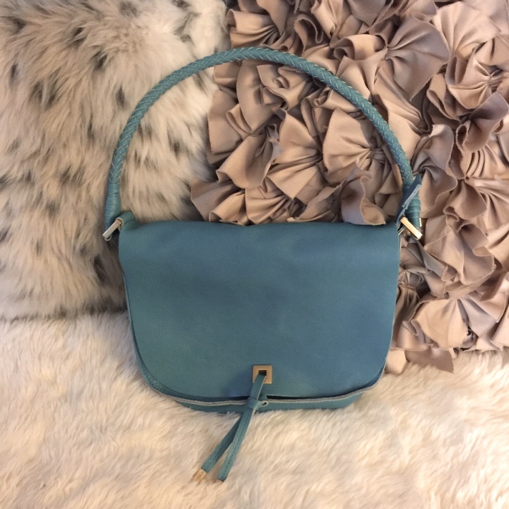 Via Spiga Teal Turquoise Leather Shoulder Bag
